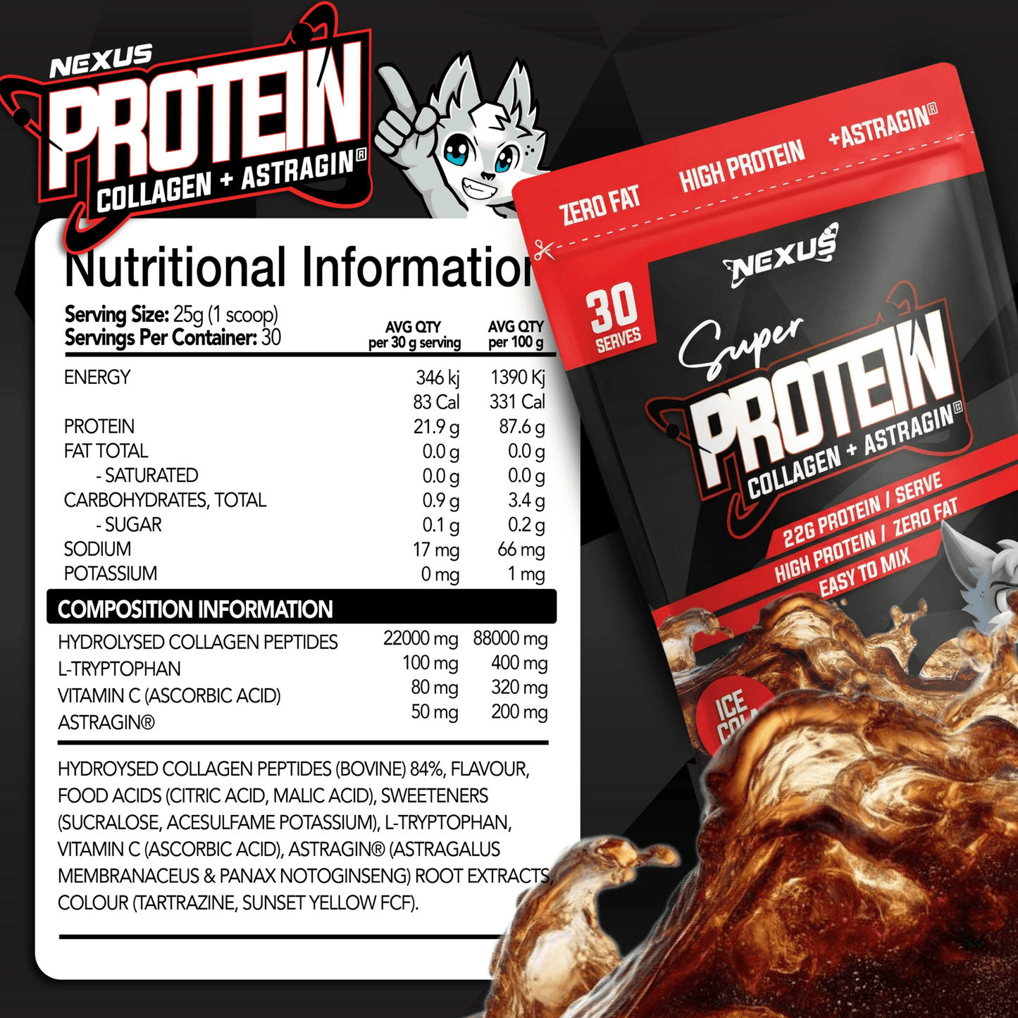 Protein Water Ice Cola