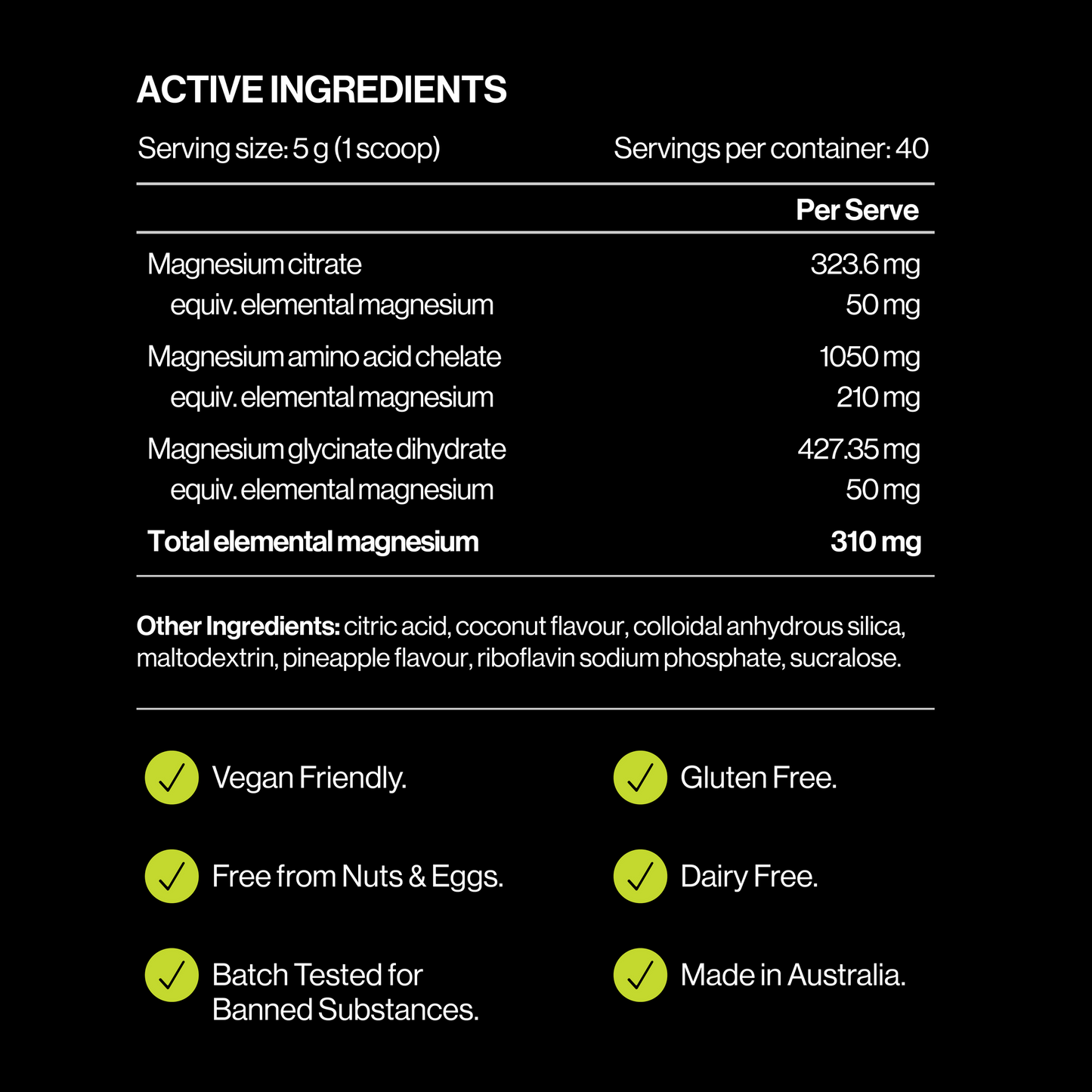 Pillar Performance - Triple Magnesium - Coconut Pineapple